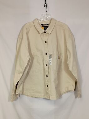 NWT Carhartt Women's Rugged Flex Loose Fit Heavyweight Duck Overshirt Oatmilk 2X